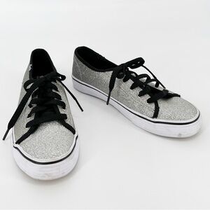 Keds Silver Glitter Sneakers Lace Up Kids Girls 3.5 Tennis Shoes